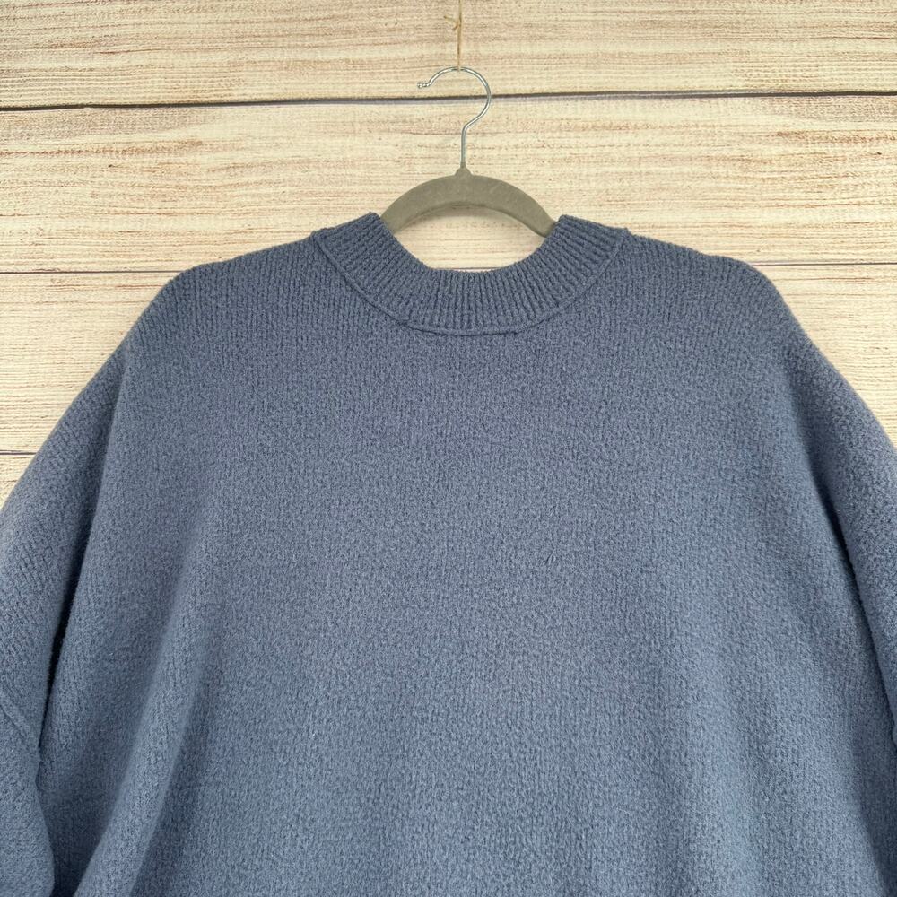 Free People High Low Boxy Oversized Sweater Womens Small Blue Rough Seam - Picture 3 of 12